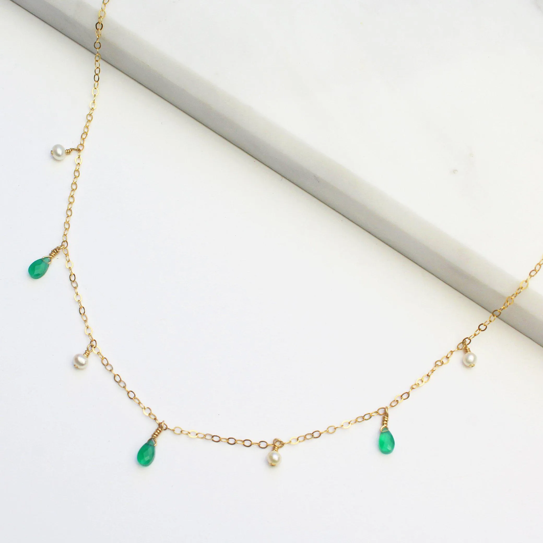 MiniDot Necklace: Green Onyx