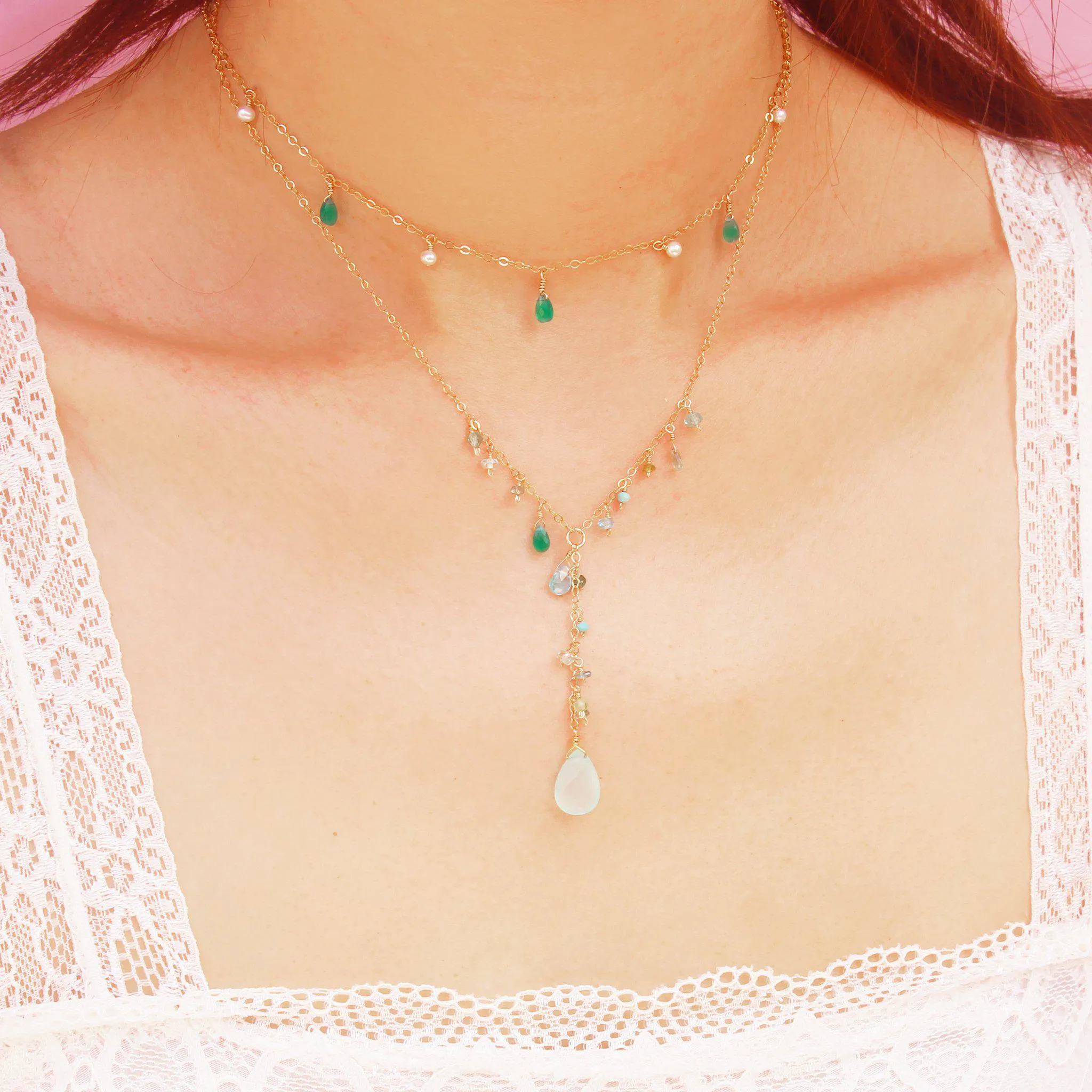 MiniDot Necklace: Green Onyx