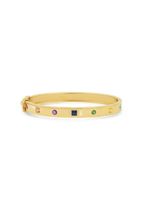 Multi Colored Princess Cut and Round Bangle