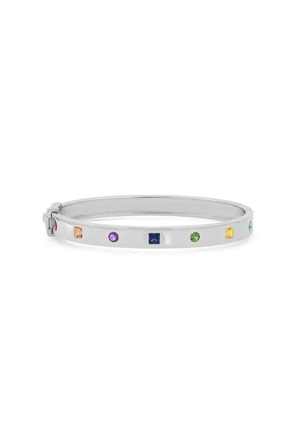 Multi Colored Princess Cut and Round Bangle