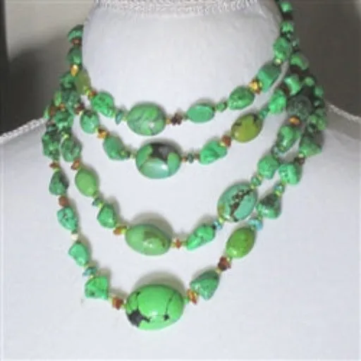 Multi-strand Apple Green Turquoise Handmade Necklace