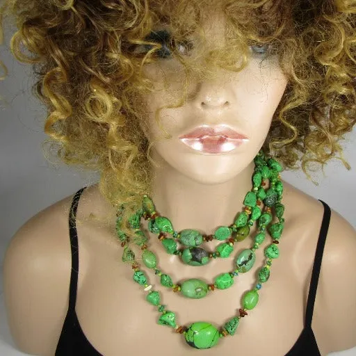 Multi-strand Apple Green Turquoise Handmade Necklace