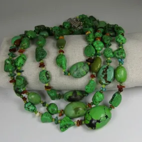 Multi-strand Apple Green Turquoise Handmade Necklace