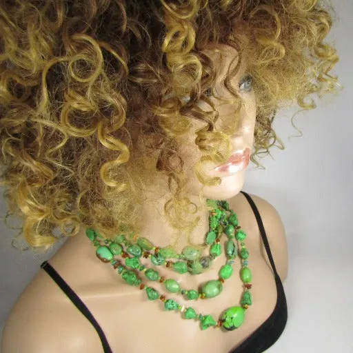 Multi-strand Apple Green Turquoise Handmade Necklace