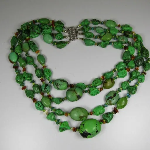 Multi-strand Apple Green Turquoise Handmade Necklace