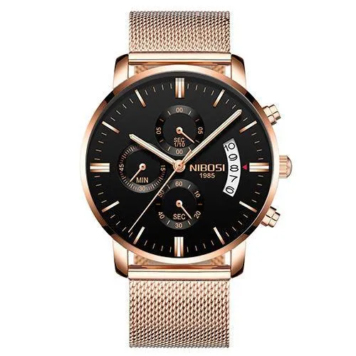 Multifunctional Men's Quartz Watch With Stainless Steel Band