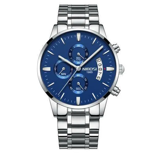 Multifunctional Men's Quartz Watch With Stainless Steel Band