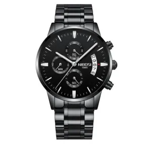 Multifunctional Men's Quartz Watch With Stainless Steel Band