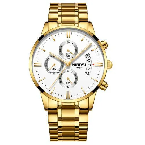 Multifunctional Men's Quartz Watch With Stainless Steel Band