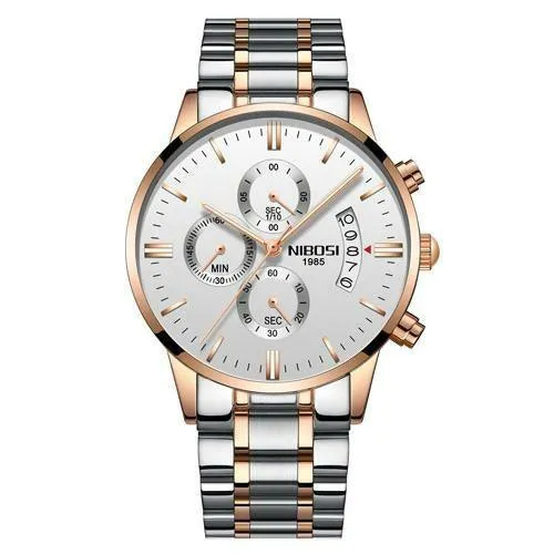 Multifunctional Men's Quartz Watch With Stainless Steel Band