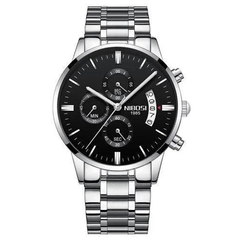 Multifunctional Men's Quartz Watch With Stainless Steel Band