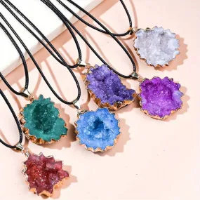 Natural Geode Stone Pendant Necklace