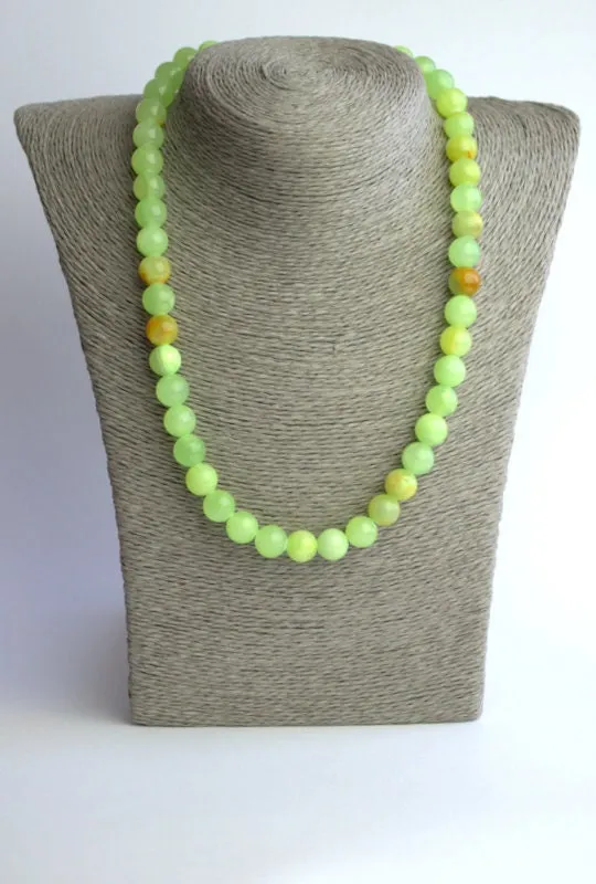 Natural green onyx necklace Green stone beaded necklace Personalized gift for him Gift for boyfriend Asexual gift necklace Handmade jewelry