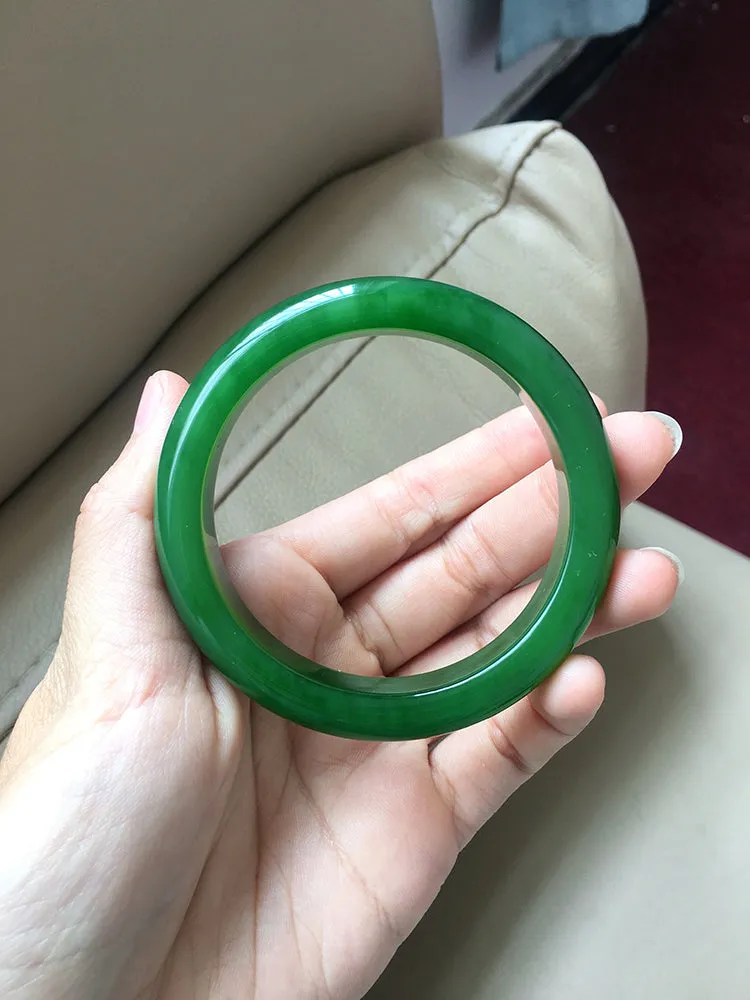 Natural Jade Bangle Nephrite Bangle Internal Diameter 58.1mm NBE033