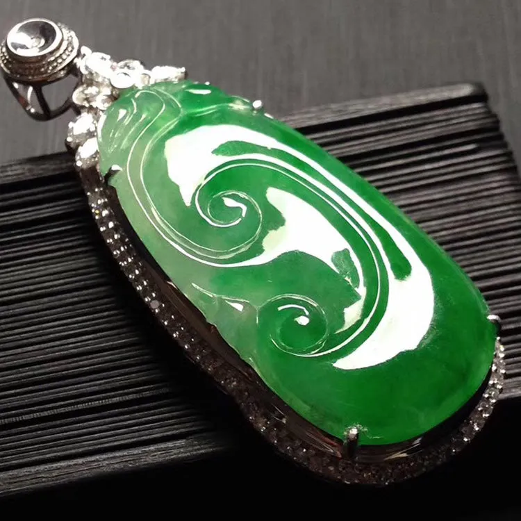 Natural Jade Pendant Jadeite Gold Ruyi Pendant PT333