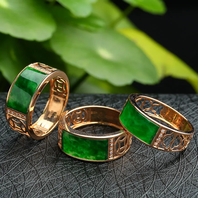 Natural Jade Ring Jadeite Gold Ring RG45