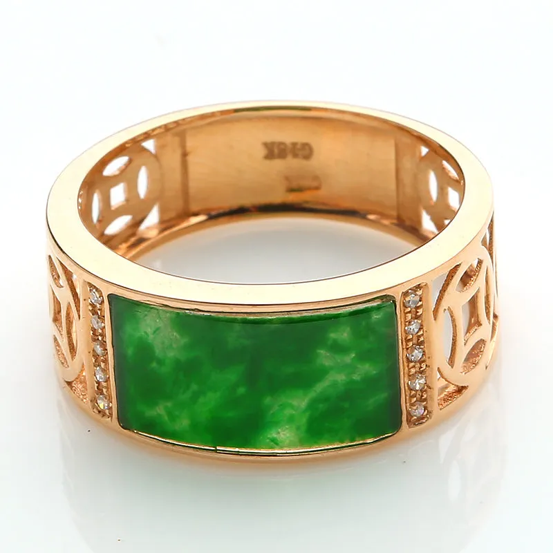 Natural Jade Ring Jadeite Gold Ring RG45