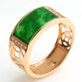 Natural Jade Ring Jadeite Gold Ring RG45