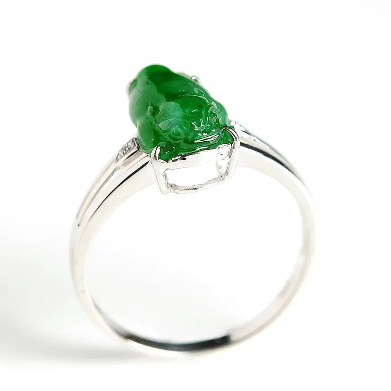 Natural Jade Ring Jadeite Gold Toad Ring RG66