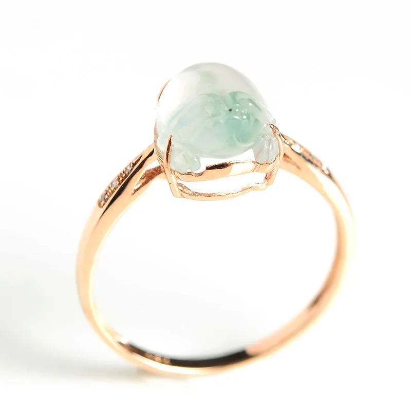 Natural Jade Ring Jadeite Gold Toad Ring RG79