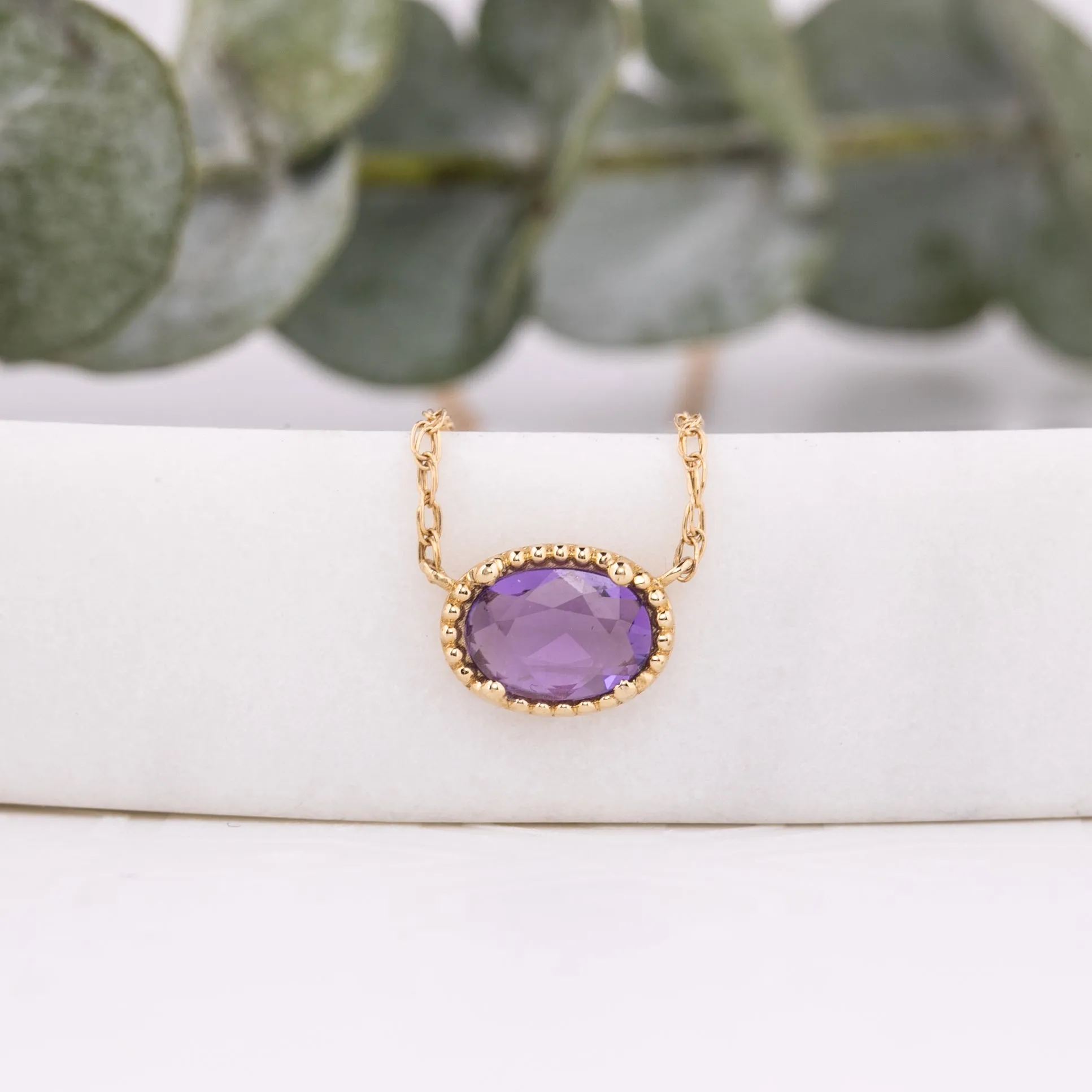 Natural Sapphire Solitaire Dahlia Necklace, 14k Yellow Gold (One of a kind)