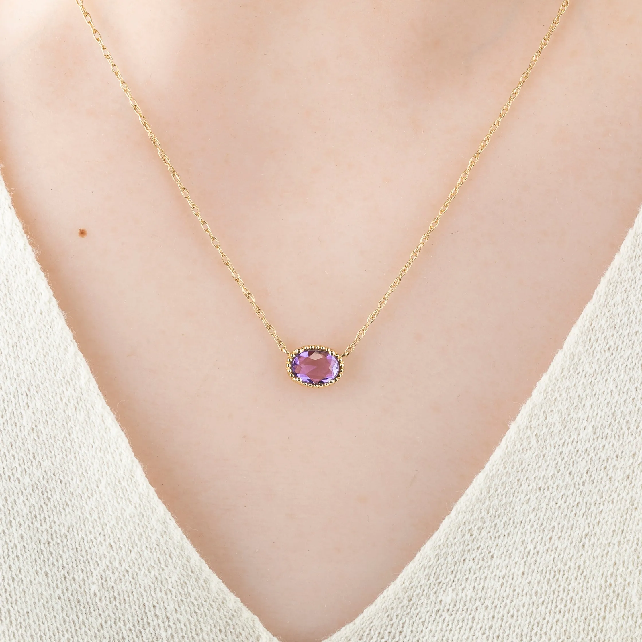 Natural Sapphire Solitaire Dahlia Necklace, 14k Yellow Gold (One of a kind)