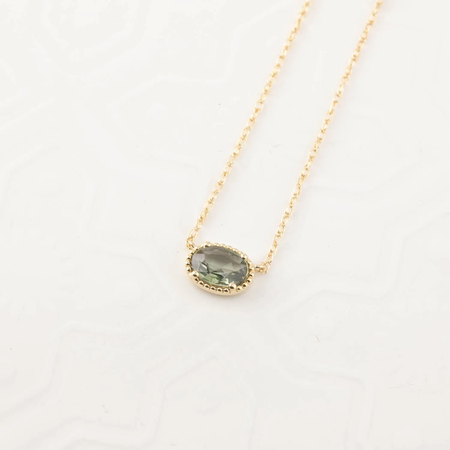 Natural Sapphire Solitaire Dahlia Necklace, 14k Yellow Gold (One of a kind)