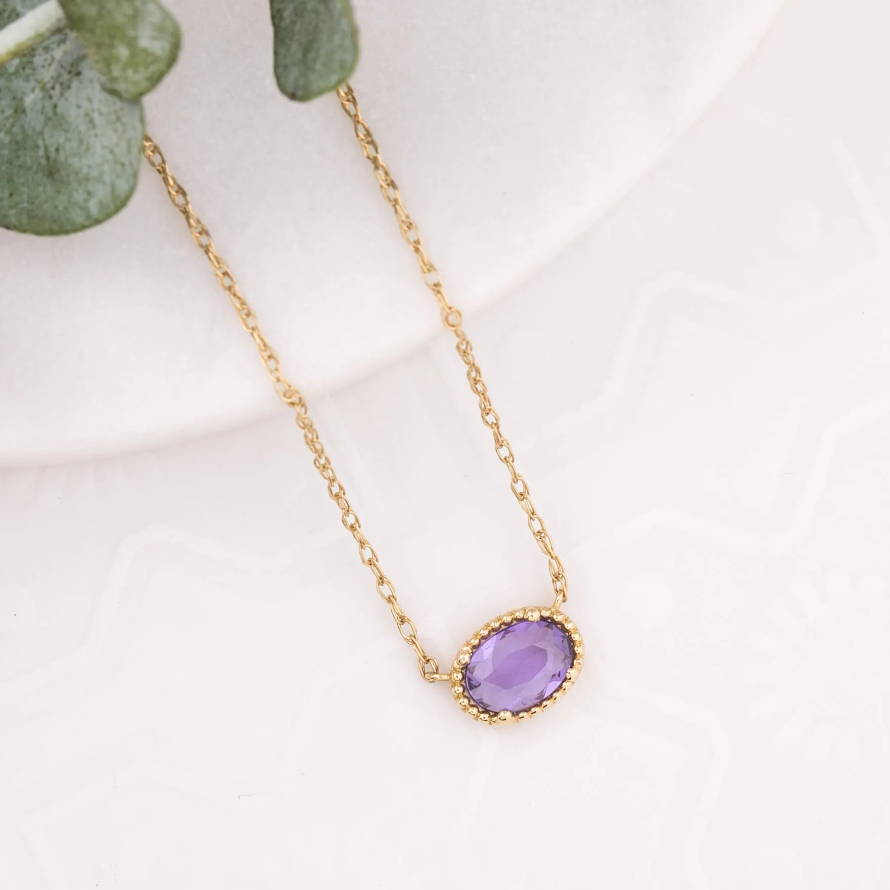 Natural Sapphire Solitaire Dahlia Necklace, 14k Yellow Gold (One of a kind)