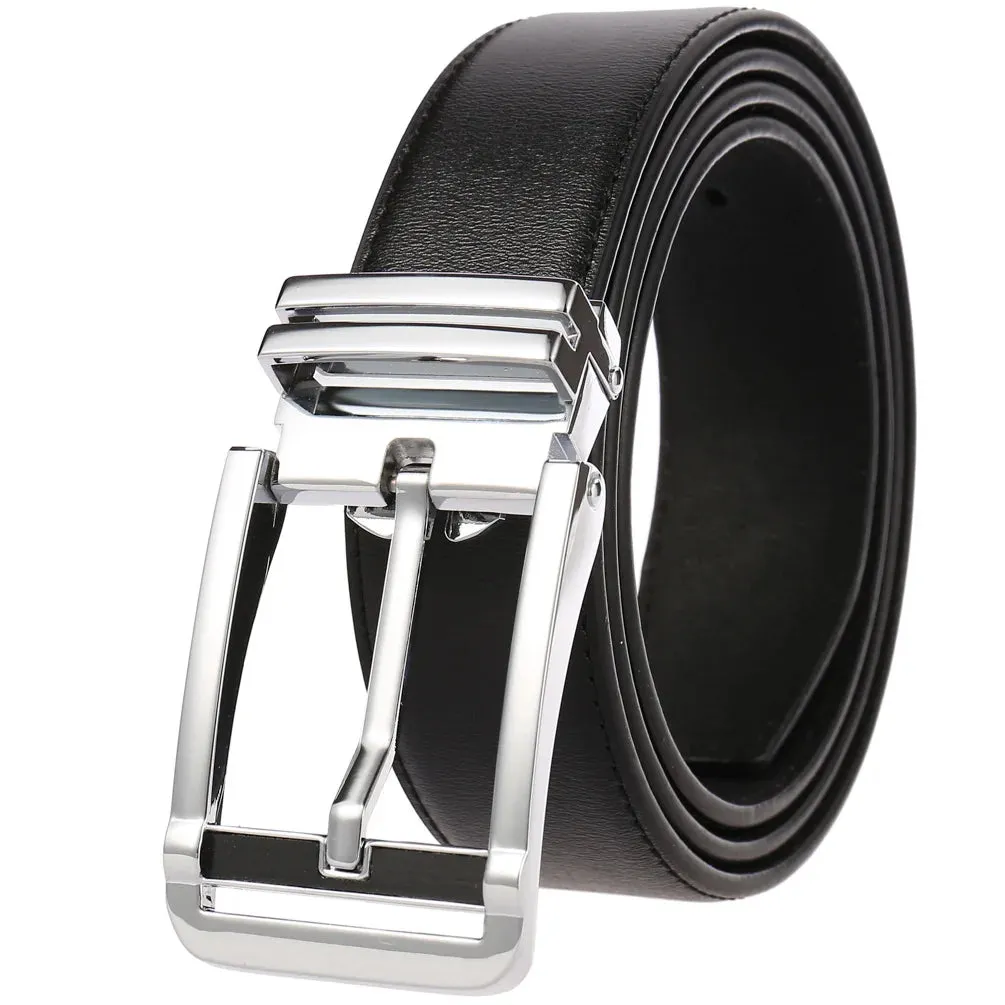 New Men's Belts Business Simple Pin Buckle Genuine Leather Men's Belt Luxury High Quality Casual Male Waist Band Cowhide 3.5cm