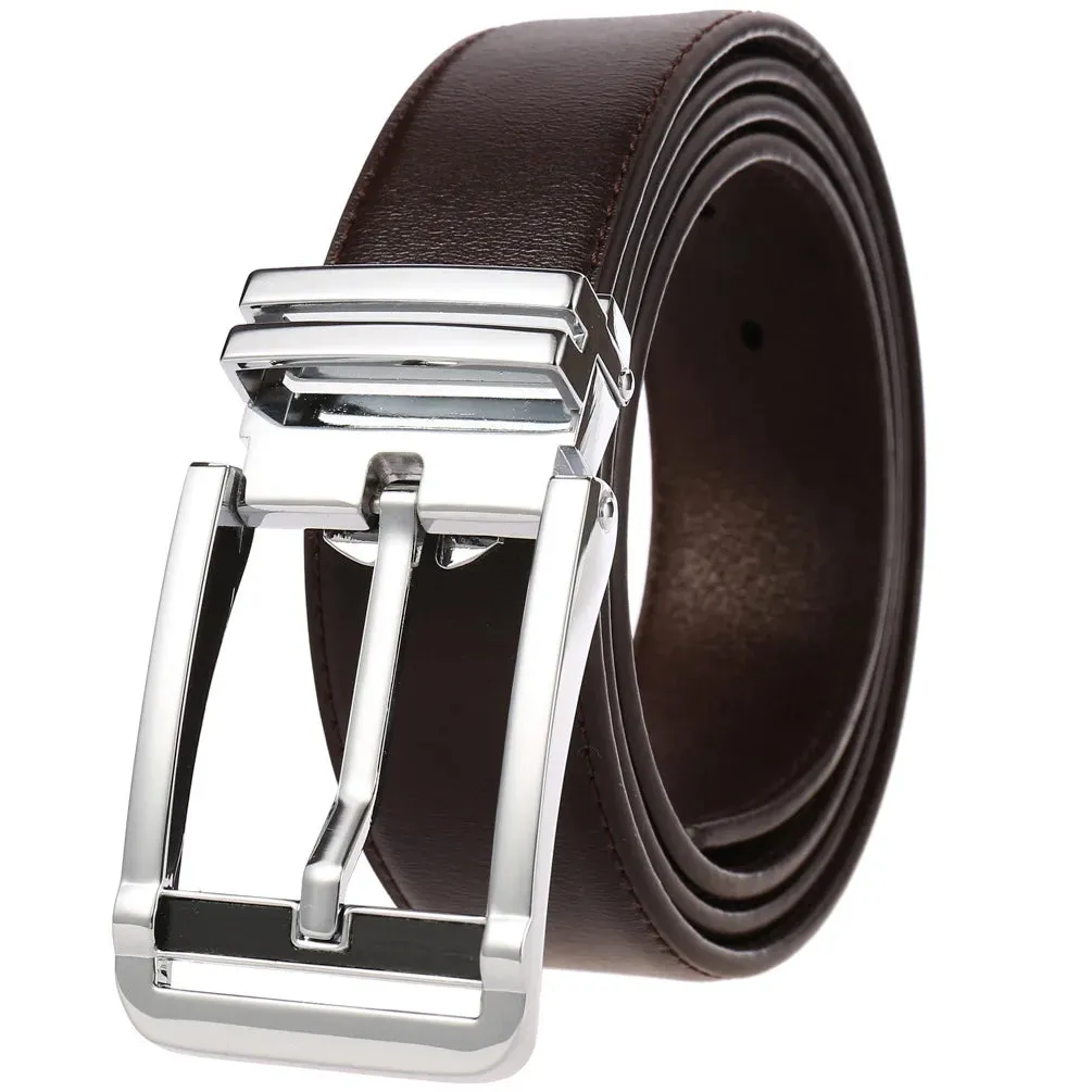 New Men's Belts Business Simple Pin Buckle Genuine Leather Men's Belt Luxury High Quality Casual Male Waist Band Cowhide 3.5cm