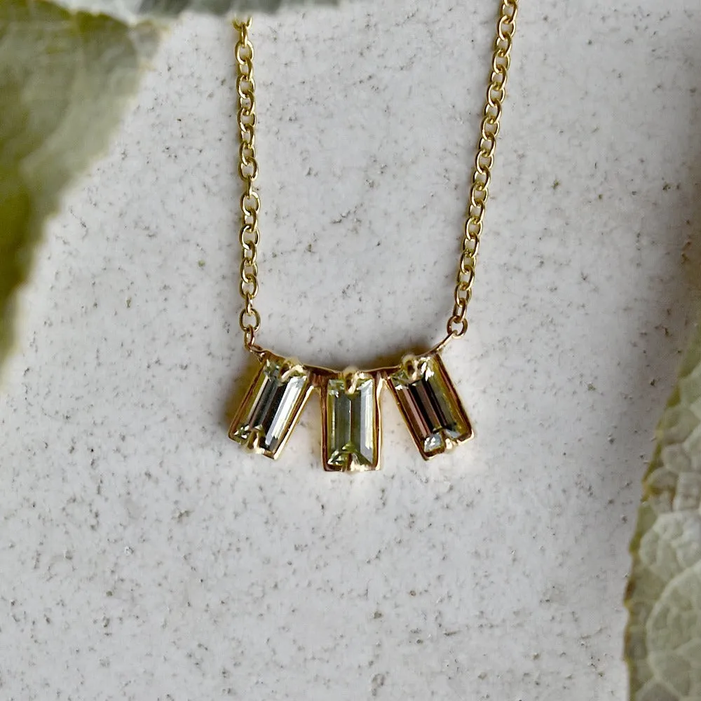 Nova Green Sapphire Triple Baguette Necklace