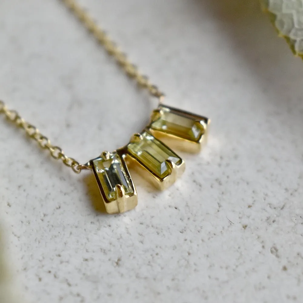 Nova Green Sapphire Triple Baguette Necklace