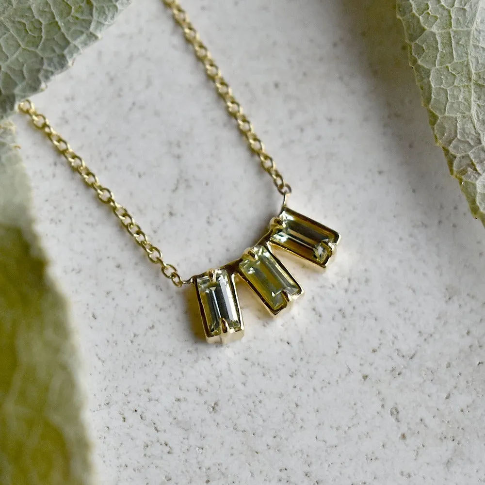 Nova Green Sapphire Triple Baguette Necklace