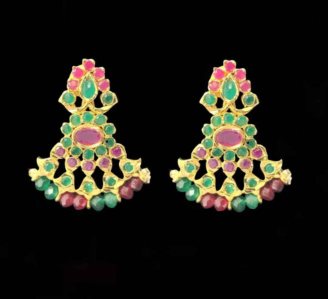 NS108  Ujwala Hyderabadi ruby emerald  necklace set with earrings (READY TO SHIP )