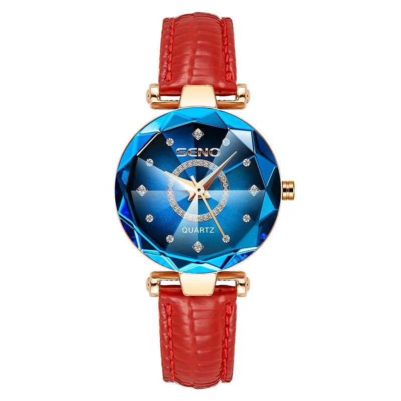 Ocean Heart Brand Starry Sky Diamond Surface Bright Multi-Surface Glass Solid Steel Belt Women's Waterproof Watch