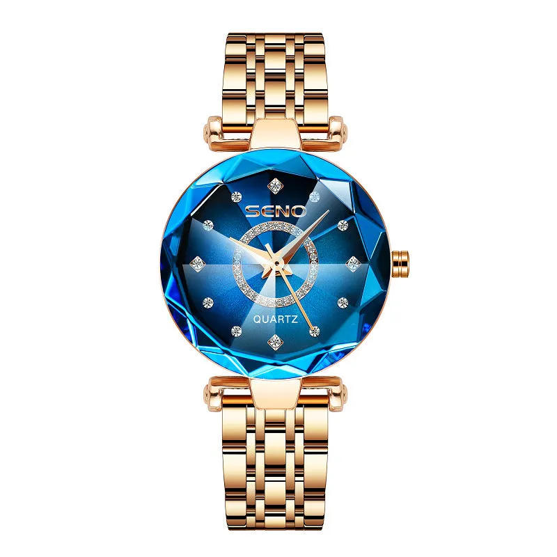 Ocean Heart Brand Starry Sky Diamond Surface Bright Multi-Surface Glass Solid Steel Belt Women's Waterproof Watch