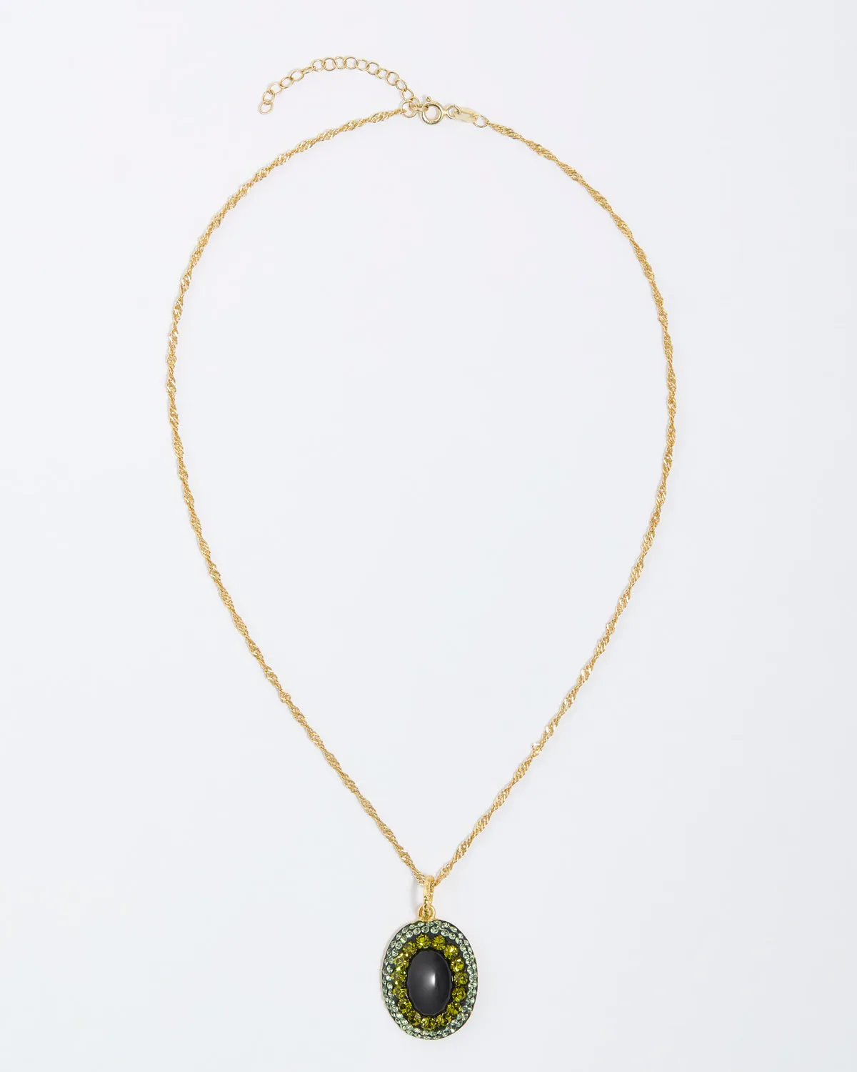 Onyx & Green Pendant Necklace