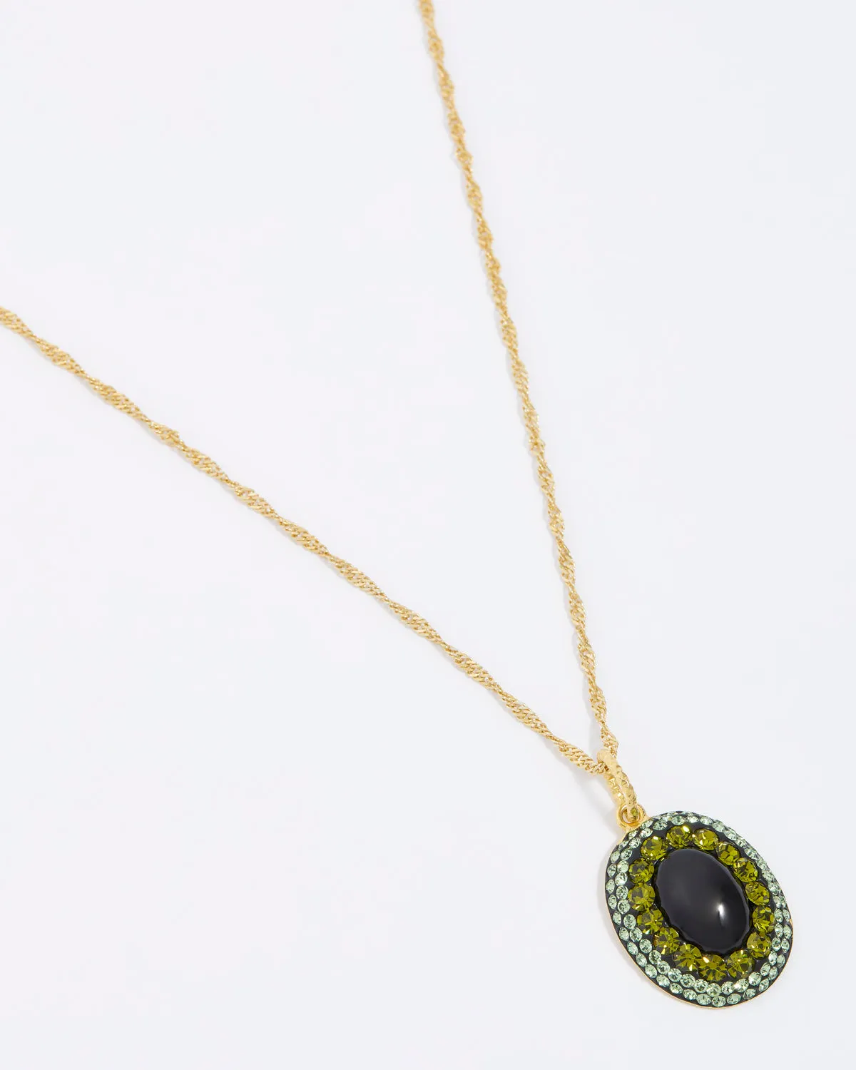 Onyx & Green Pendant Necklace