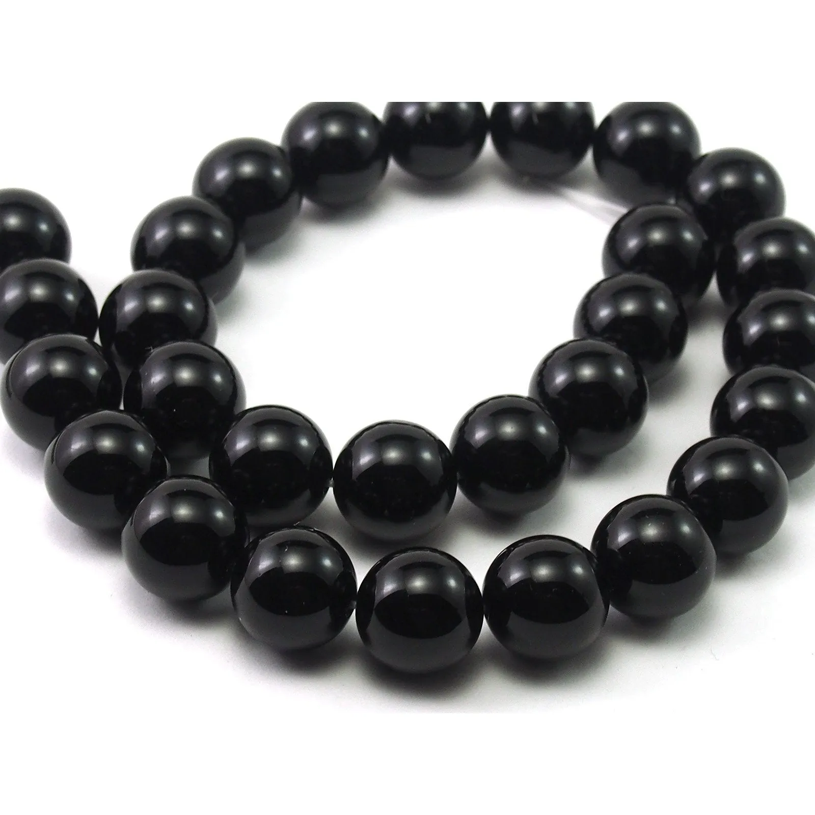 Onyx Black Smooth Rounds 14mm Strand