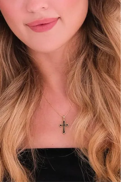 Onyx Cross Necklace