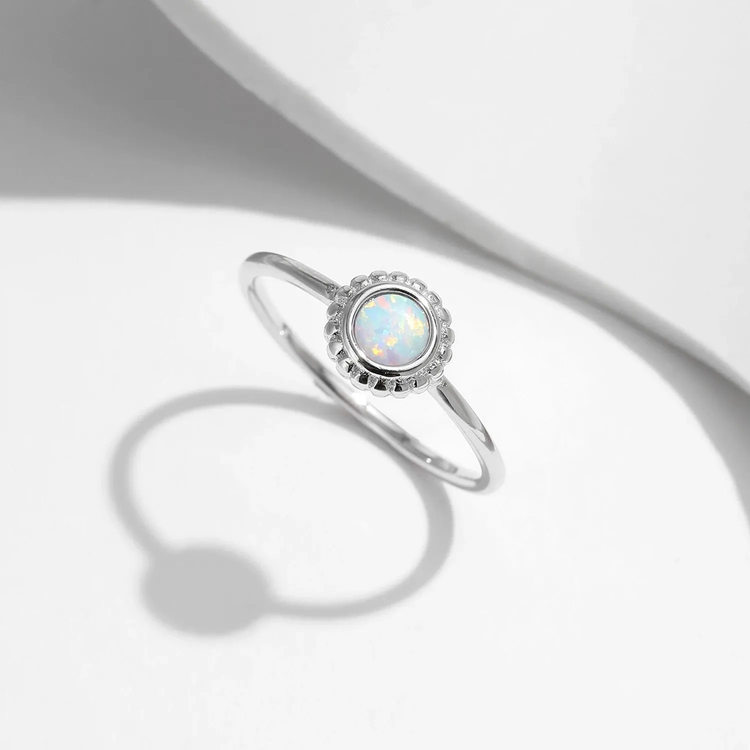 Opal Sunflower Silver Ring