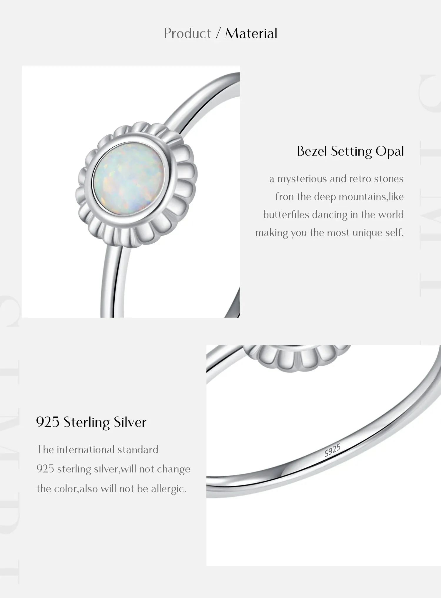 Opal Sunflower Silver Ring