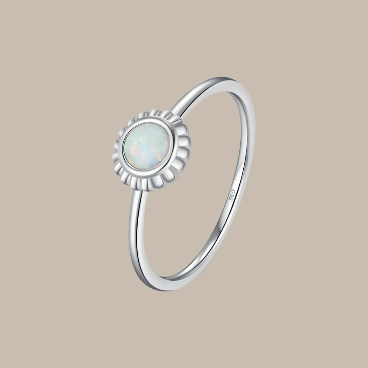 Opal Sunflower Silver Ring