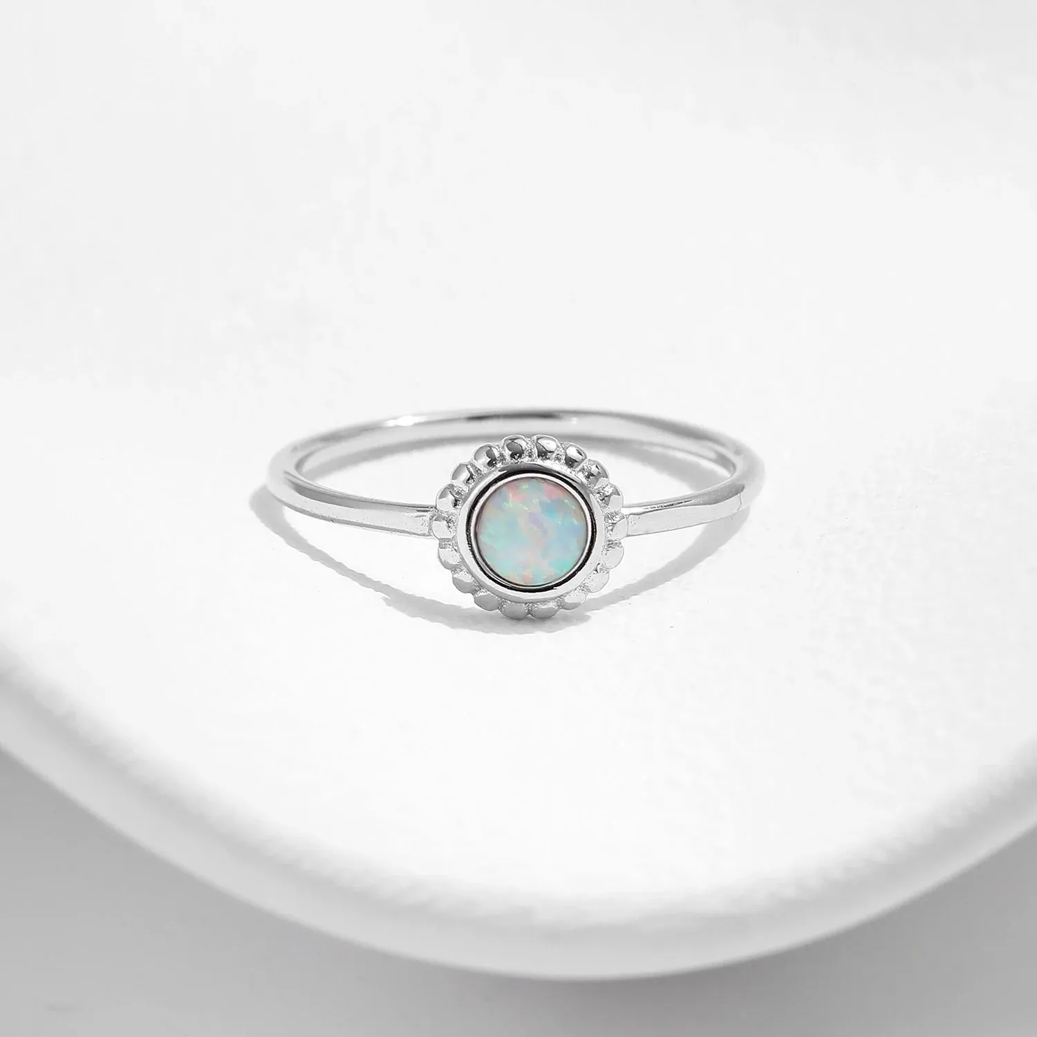 Opal Sunflower Silver Ring