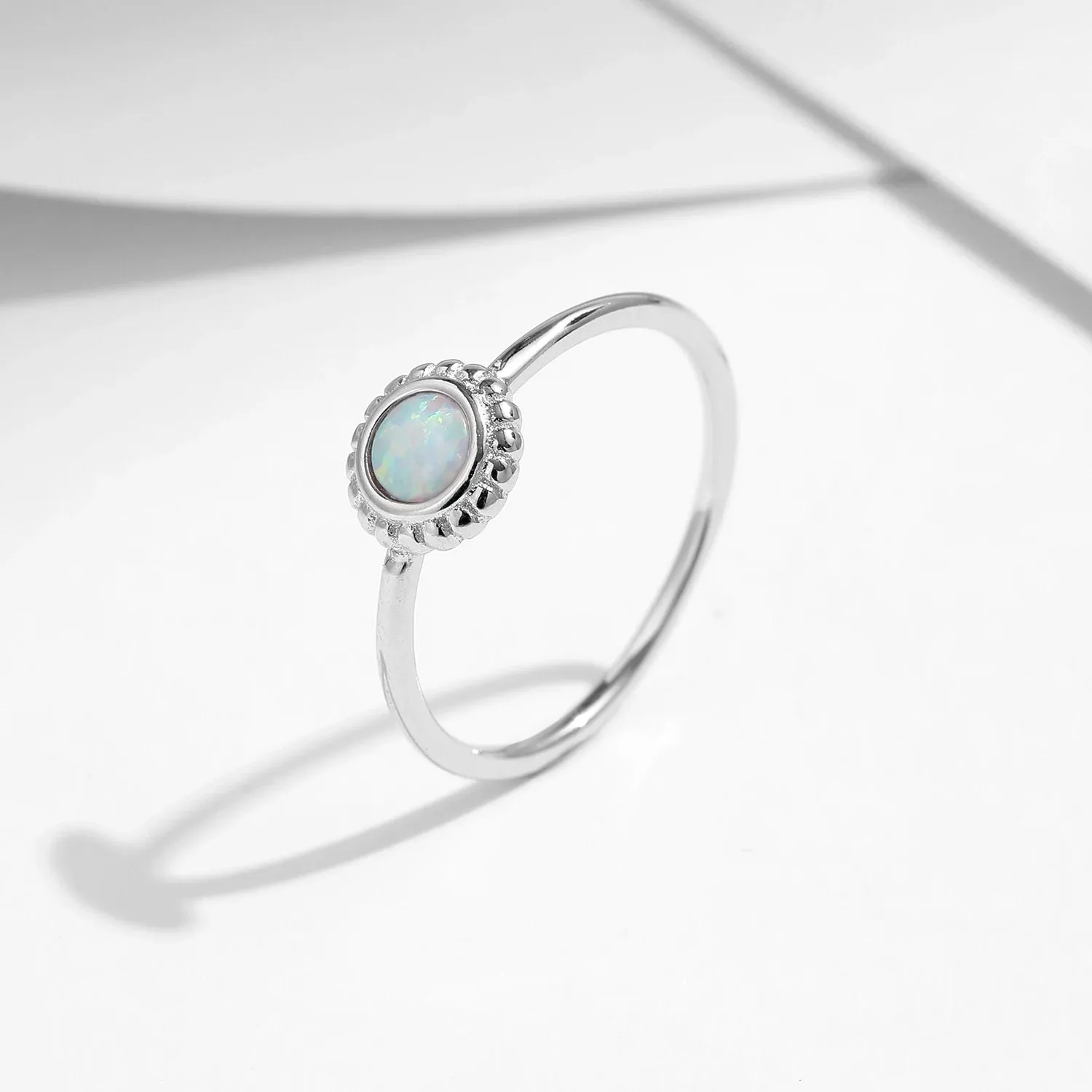 Opal Sunflower Silver Ring