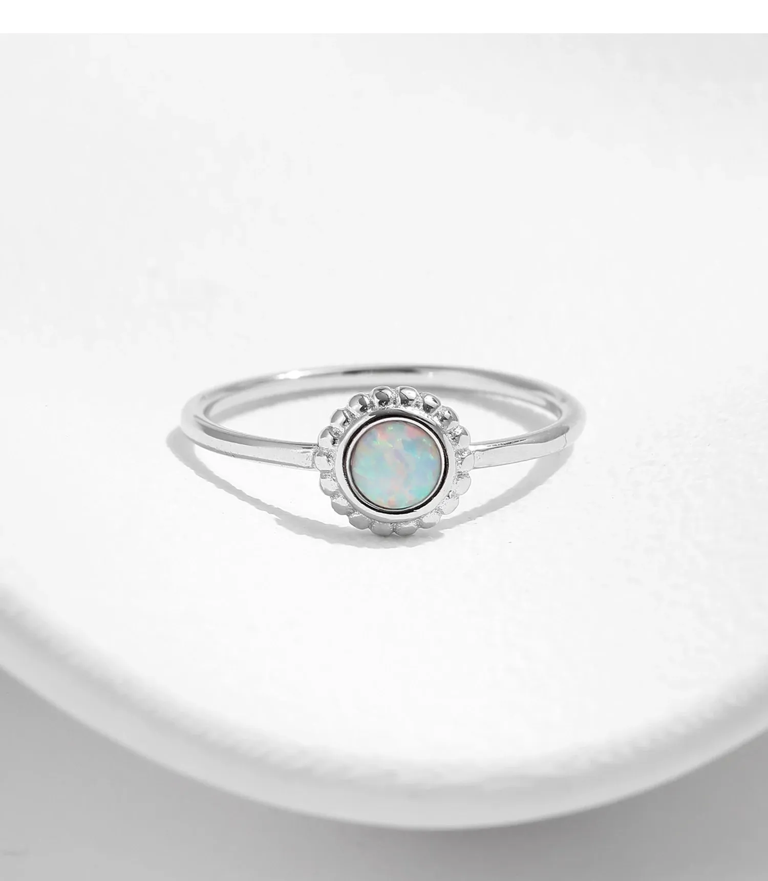 Opal Sunflower Silver Ring