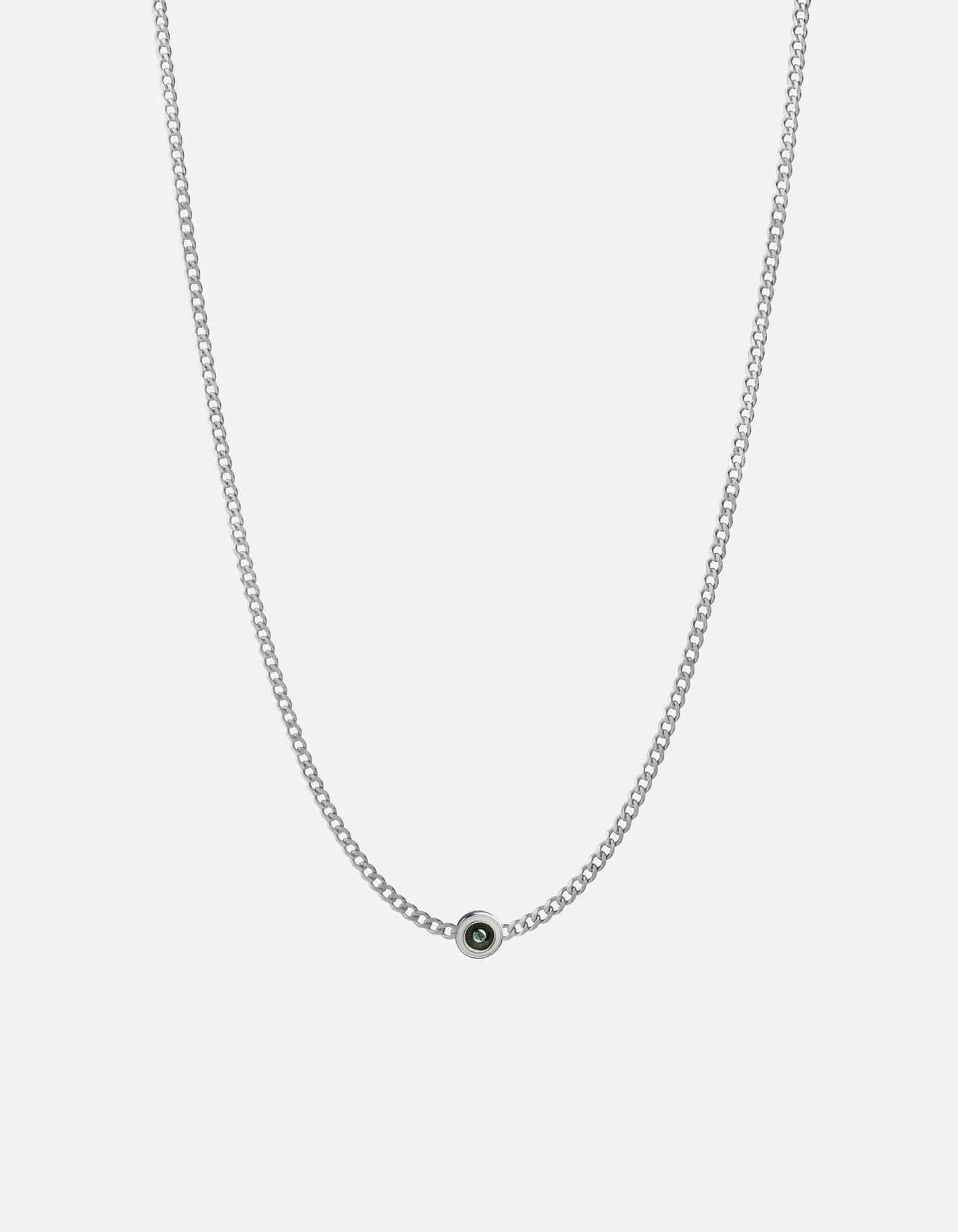 Opus Chalcedony Type Chain Necklace, Sterling Silver/Green