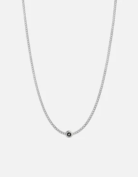 Opus Sapphire Type Chain Necklace, Sterling Silver/Black