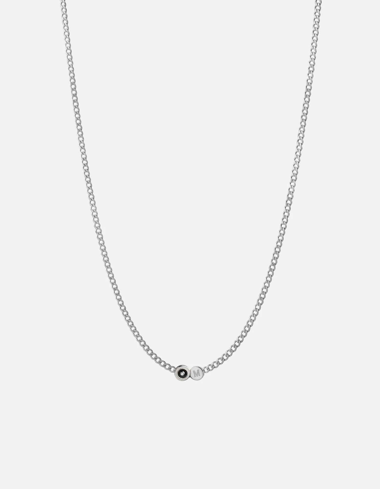 Opus Sapphire Type Chain Necklace, Sterling Silver/Black