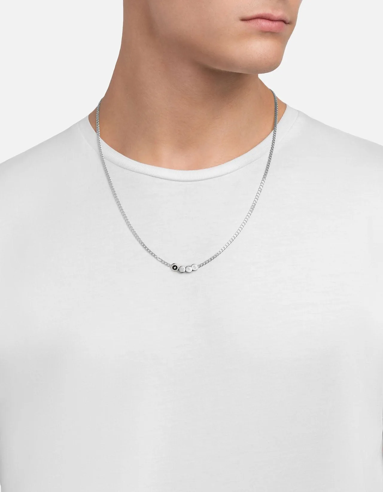 Opus Sapphire Type Chain Necklace, Sterling Silver/Black